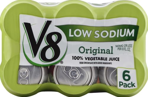 V8 Low Sodium Original 100% Vegetable Juice, 11.5 fl oz Can (6 Pack)