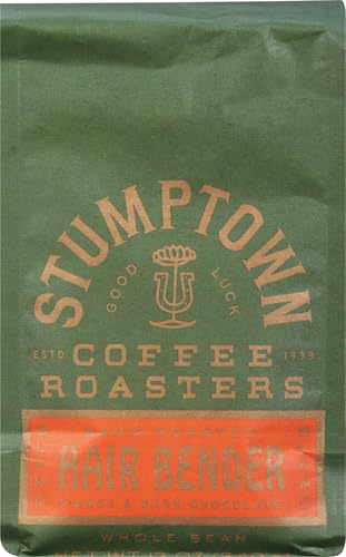 Stumptown Coffee Roasters, Medium Roast Whole Bean Coffee - Hair Bender 12 Ounce Bag with Flavor Notes of Citrus and Dark Chocolate (Pack of 3)