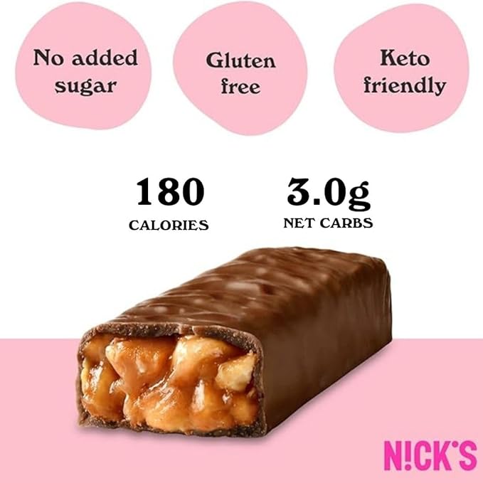 NICKS Keto Chocolate Candy Bars Variety Pack, No Added Sugar, Coconut, Gluten Free Sweets Low carb Candy Snack Bar (Multipack 15x40g)