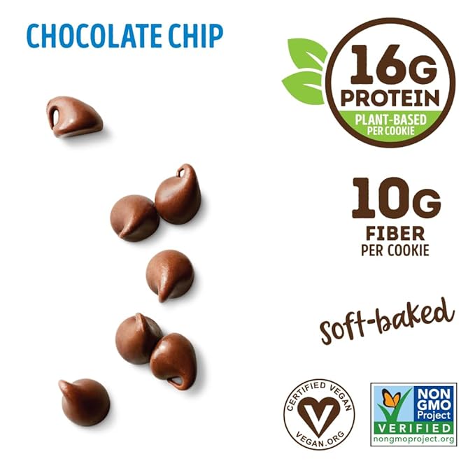 Lenny & Larry's The Complete Cookie, Chocolate Chip, Soft Baked, 16g Plant Protein, Vegan, Non-GMO, 4 Ounce Cookie (Pack of 12)
