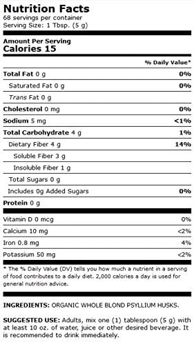 Dr. Mercola Organic Whole Husk Psyllium 68 Servings (12 Ounces),