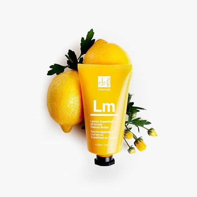 Dr. Botanicals Lemon Rescue Body Butter w/ Shea - Spa Quality Moisturizer - Dry Skin - Feet - Elbows - Knees - Coconut Lemongrass & Almond Oil - Penetrates Fast - Soft Supple & Radiant - 1.69oz - 4 Pack