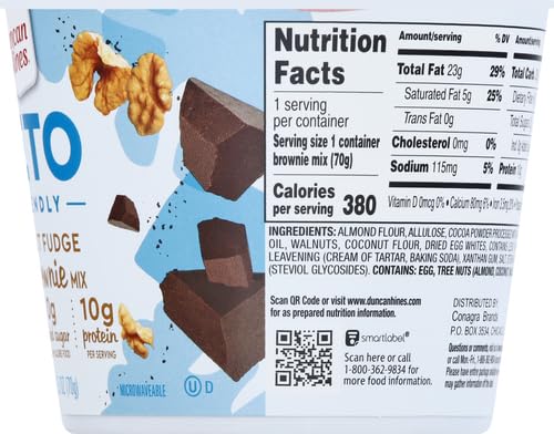 Duncan Hines Keto Friendly Dessert Cups Walnut Fudge Brownie Mix, 2.5 oz