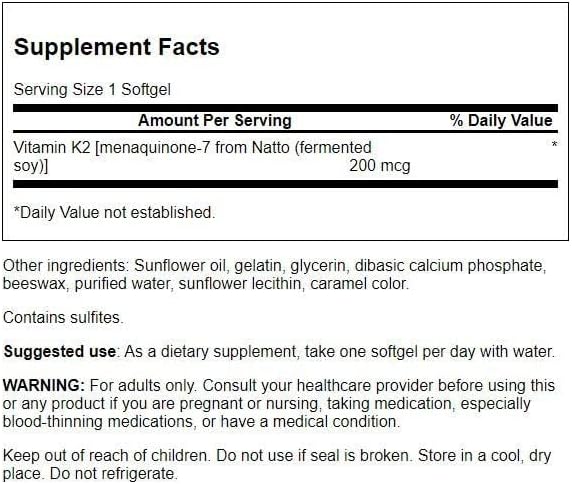 Swanson Maximum Strength Vitamin K2 (Menaquinone-7)-Vitamin (30 Softgels, 200mcg Each) 3 Pack