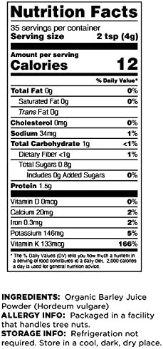 Terrasoul Superfoods Organic Barley Grass Juice Powder, 5 Oz - USA Grown | Made From Concentrated Juice | Superior to Barley Grass