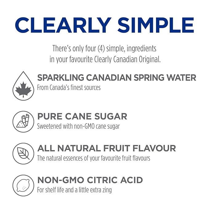 Clearly Canadian Mountain Blackberry Sparkling Spring Water Beverage, Natural & Carbonated, Flavored Seltzer Water, 1 Case (12 Bottles x 325mL)