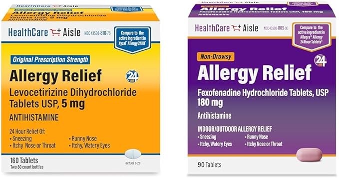 HealthCareAisle Allergy Relief 5 mg, 160 Tablets 180 mg 90 Tablets