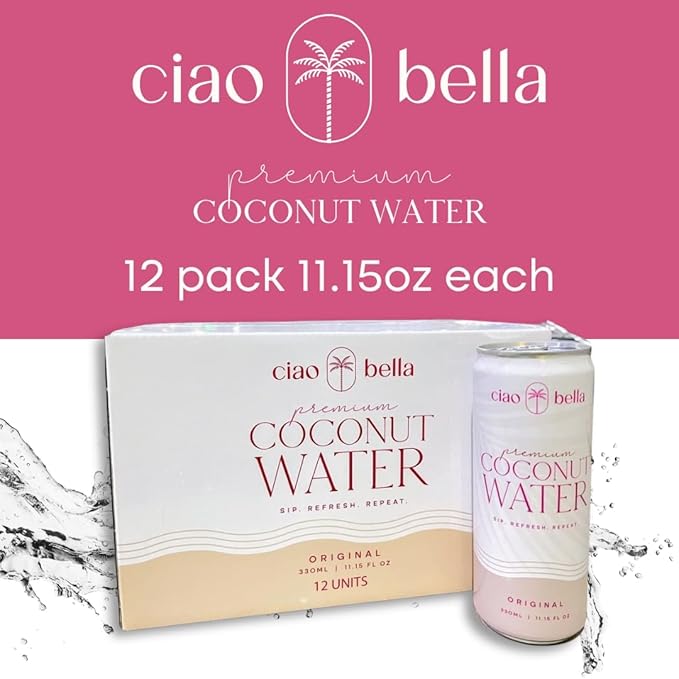 ciao bella Premium Coconut Water: All-Natural Hydration, Non-GMO, One Simple Ingredient 11.15 Fl Oz (Pack of 12)