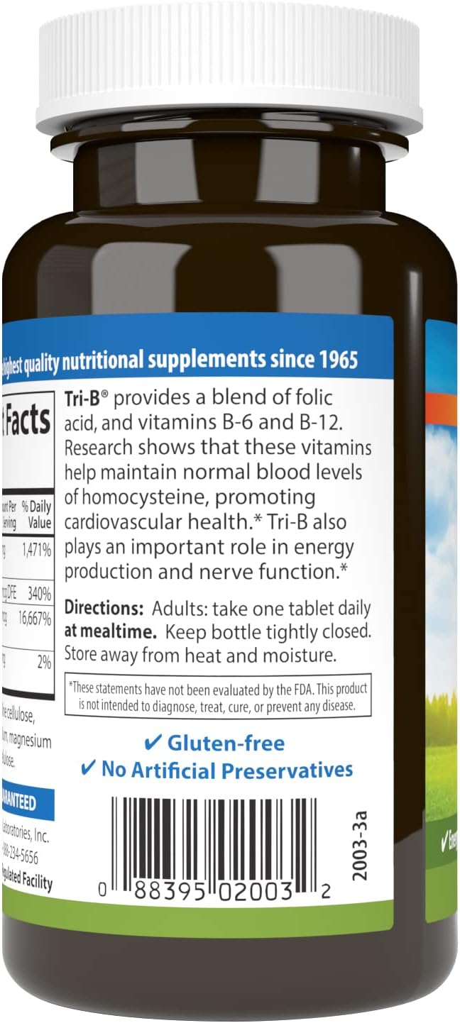 Carlson - Tri-B, Vitamin B Complex, 25 mg B-6, 400 400 mcg B-12, Folic B12 Supplement, 360 Tablets