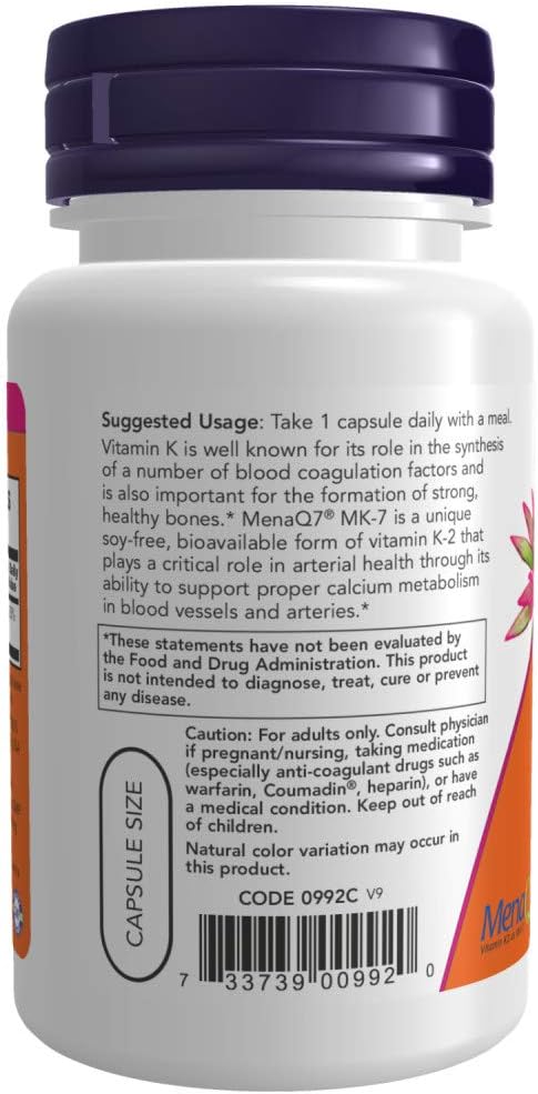 Now Foods Vitamin K-2 (MK7) Veg 100 mcg, 60 Count, 2