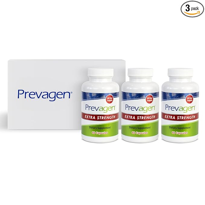 Prevagen Extra Strength 20mg, 60 Capsules |3 Pack| with Apoaequorin & Vitamin D with Attractive and Stackable Storage Box