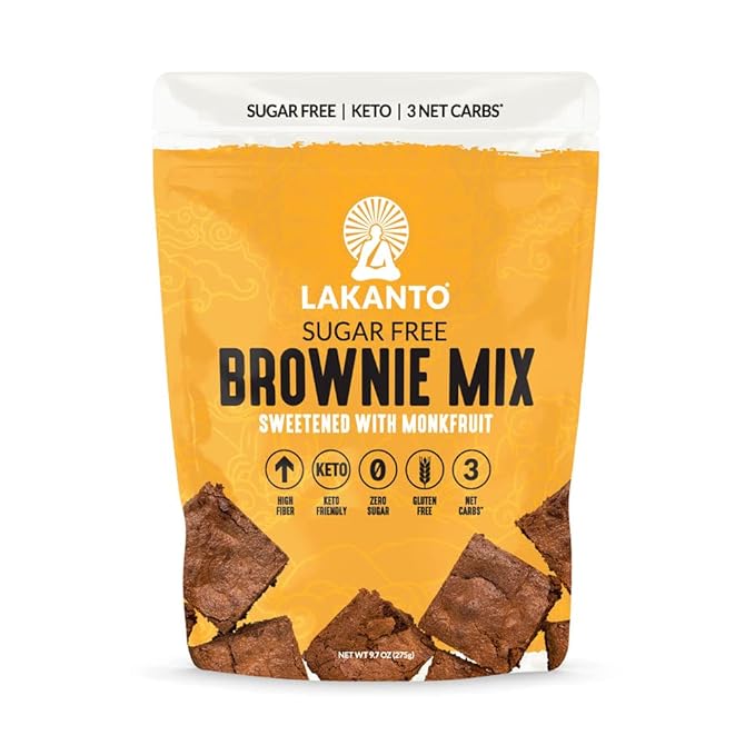 Lakanto Sugar Free Brownie Mix - Sweetened with Monk Fruit Sweetener and Erythritol, Keto Diet Friendly, Delicious Dutched Cocoa, High in Fiber, Low Net Carbs, Gluten Free, Easy to Make Dessert (Pack of 1)