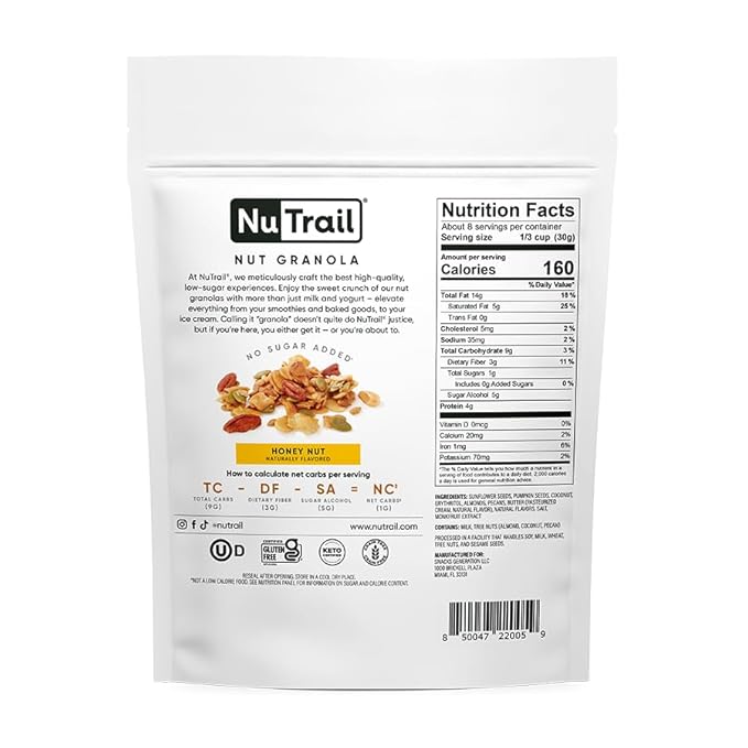 NuTrail Nut Granola Cereal, Honey Nut, 8 oz. 3 Count