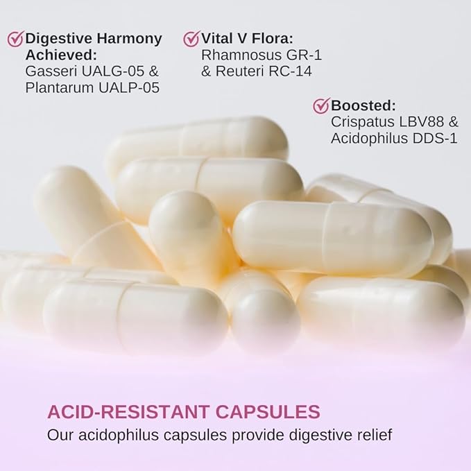 Lactobacillus Rhamnosus, Reuteri, Gasseri, Plantarum, Crispatus, Acidophilus Probiotics - 38 Billion CFU *USA Made & Tested* Vaginal Probiotics, Women Probiotic, Gut Health