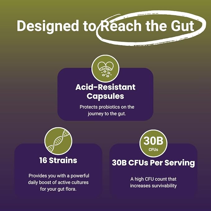 NutriZing Vegan Probiotics for Digestive Health 30 Billion 16 strains