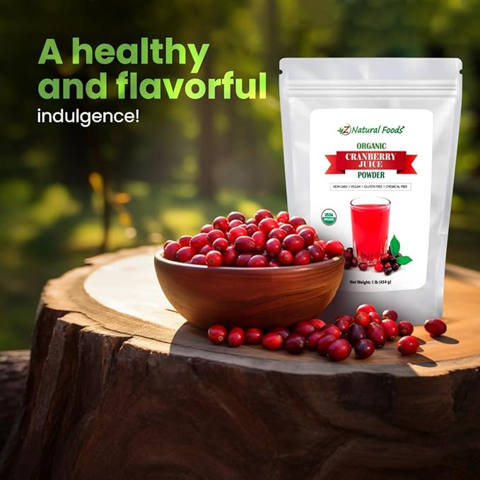 Z Natural Foods Organic Cranberry Juice Powder, Nutrient-Packed Superfood Powder, Perfect for Smoothies, Tea, Juice, Cooking, and Baking, Vegan, Non-GMO, Gluten-Free, 1 lb