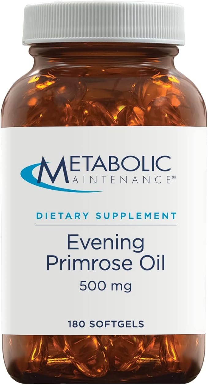 Metabolic Maintenance Evening Primrose Oil Capsules - 500mg Cold Pressed GLA + LA Supplement - Supports Balanced Hormonal Function for Women, Helps Maintain Healthy Skin (180 Softgels)