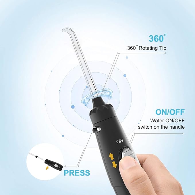 TUREWELL Water Flossing Oral Irrigator, 600ML 10 Adjustable 8 Water