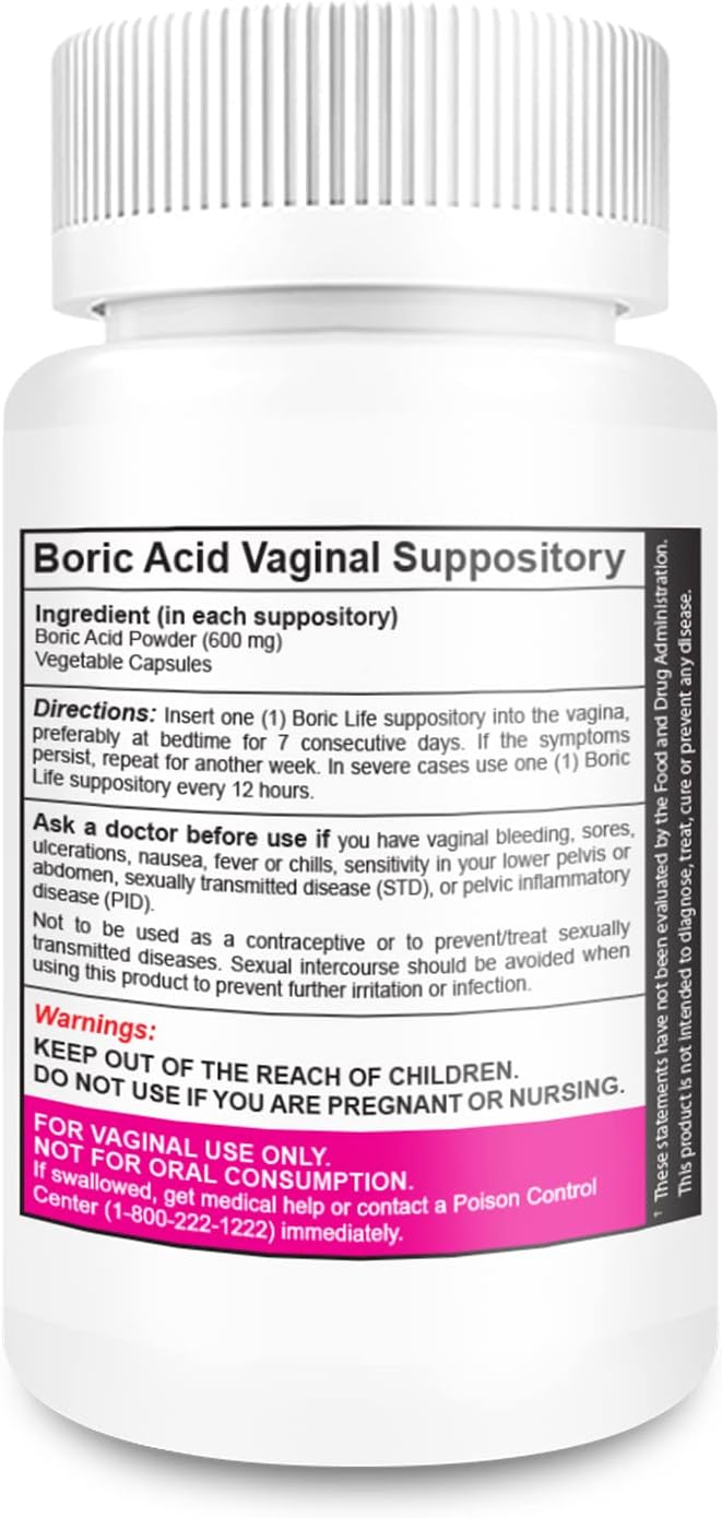NutraBlast Boric Acid Vaginal Suppositories 100% Pure (14 Count)