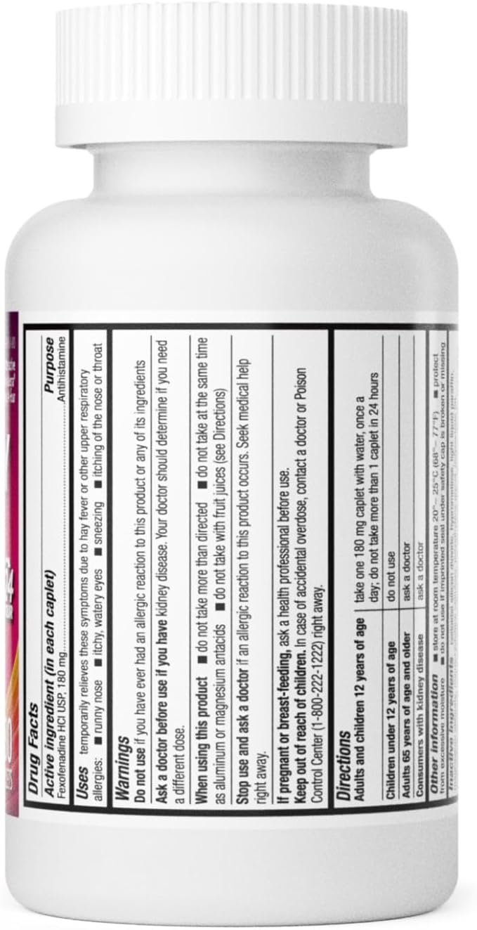 HealthA2Z® Allergy Relief 180mg | 180 Caplets 24-Hour Antihistamine