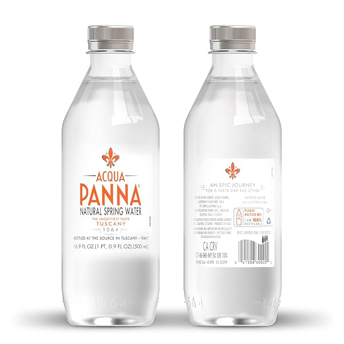 Acqua Panna Natural Spring Water, 16.9 Fl. Oz. Plastic bottles, Pack of 6