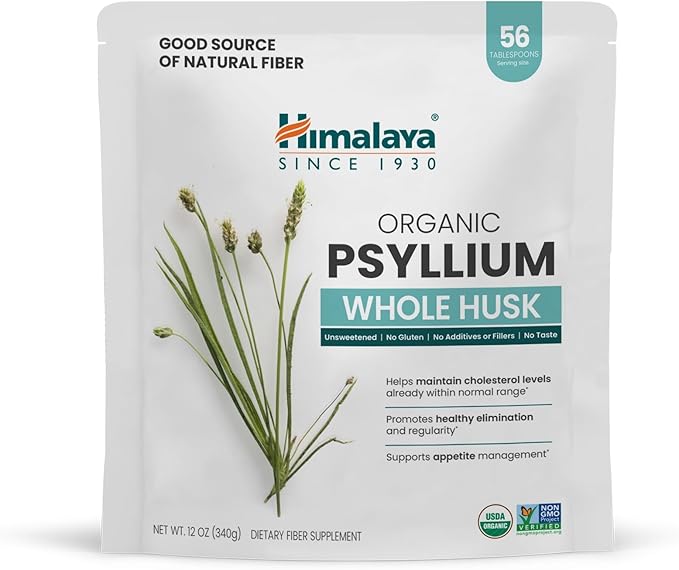 Himalaya Organic Psyllium Whole Husk, Natural 56-Tablespoon Supply, 12 Oz