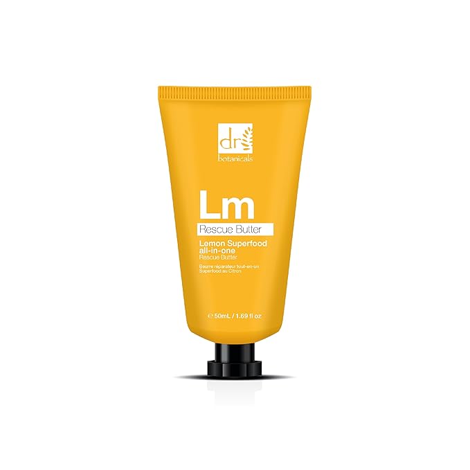 Dr Botanicals Lemon Rescue Body Butter w/Shea - Spa Quality Moisturizer - Dry Skin - Feet - Elbows - Knees - Coconut Lemongrass & Almond Oil - Penetrates Fast - Soft Supple & Radiant - 1.69oz