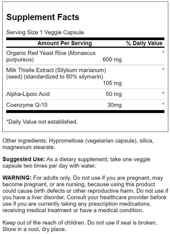 Swanson Traditional Red Yeast Rice & CoQ10 with 60 Veg