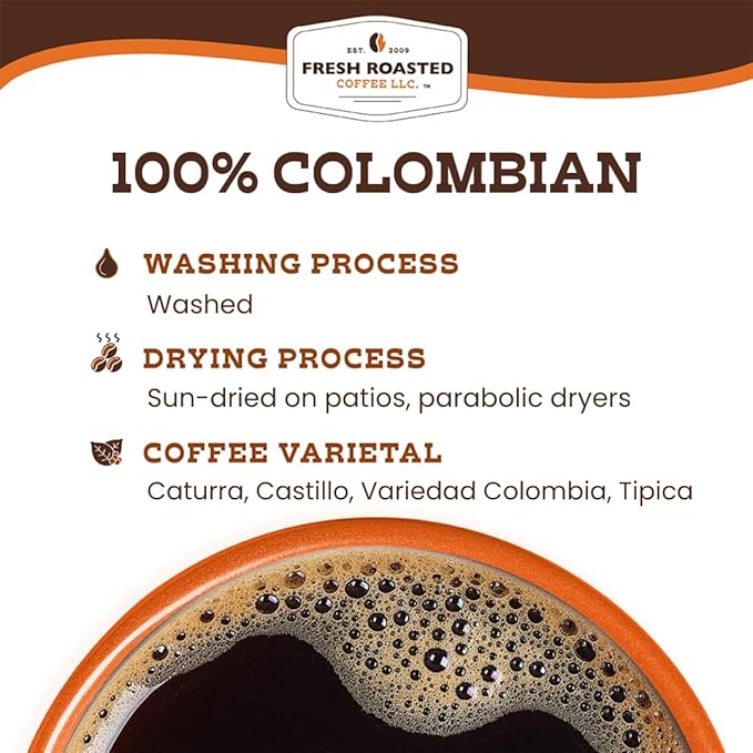 Fresh Roasted Coffee,100% Colombian, 2 lb (32 oz), Medium Roast, Kosher, Whole Bean