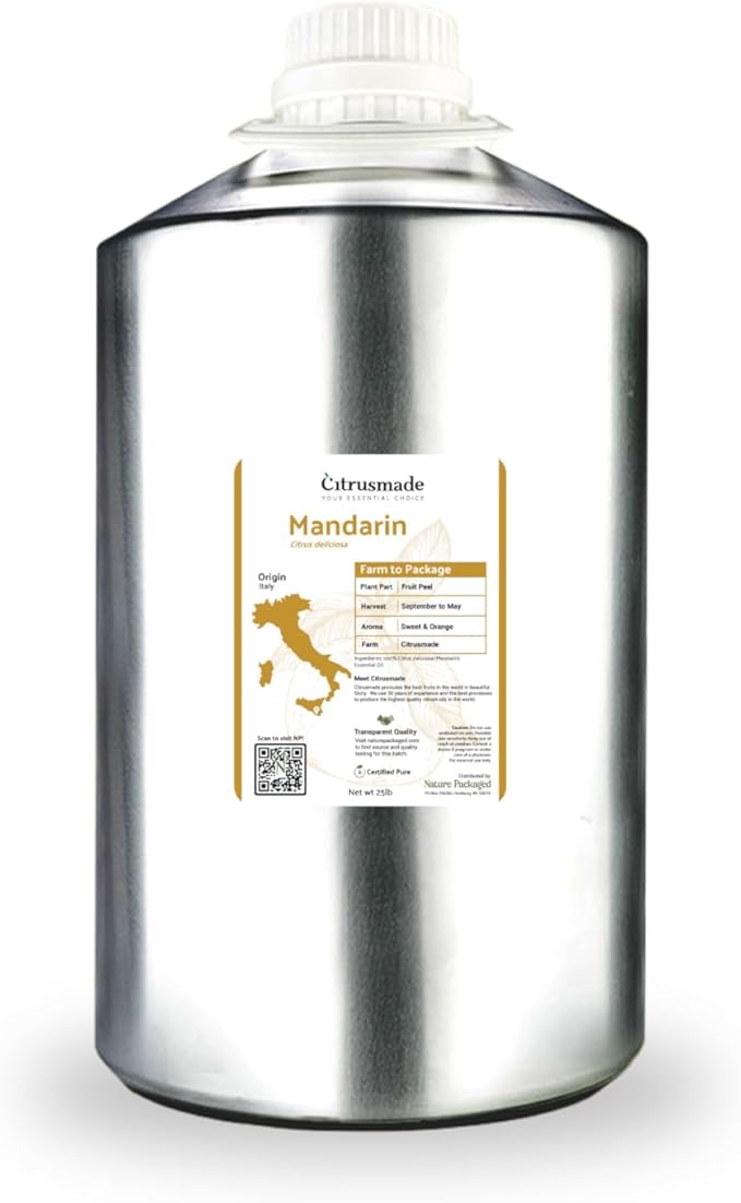 Pure Mandarin Essential Oils - Essential Oils for Diffusers Aromatherapy & Humidifiers (25LB)- Promotes Rest & Wellness | Natural Cold-Pressed