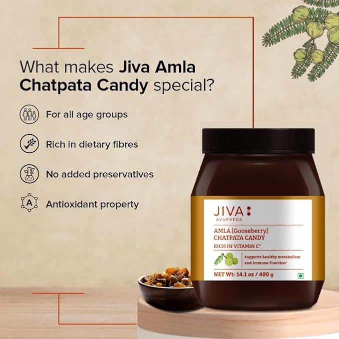 Jiva Ayurveda Chatpata Amla Candy Natural 400g(Pack of 1)