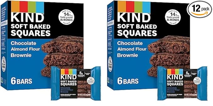 KIND Soft Baked Squares, Chocolate Almond Flour Brownie, 6 count (Pack of 2)