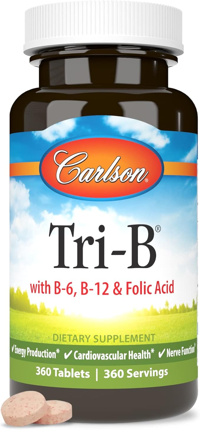 Carlson - Tri-B, Vitamin B Complex, 25 mg B-6, 400 400 mcg B-12, Folic B12 Supplement, 360 Tablets