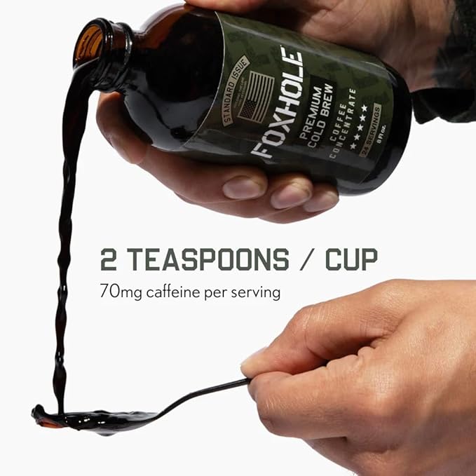Hero Company Foxhole Cold Brew Coffee Concentrate - Low Acid Liquid Cold Brew Concentrate for Instant Iced Coffee and Hot Drinks