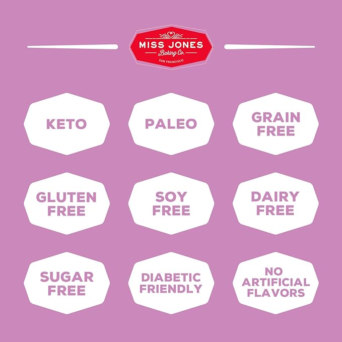 Miss Jones Baking Brownie Mix - Almond Flour, Gluten Free, Low Carb, No Sugar Added, Naturally Sweetened Desserts & Treats - Keto, Diabetic, Atkins, WW, and Paleo Friendly (Pack of 1)