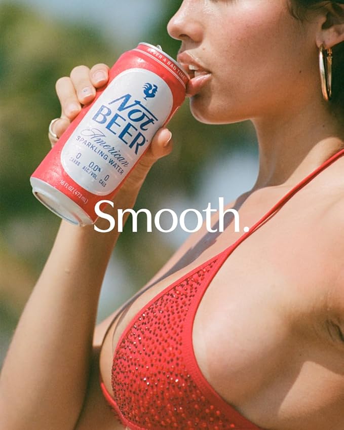 Not Beer American Sparkling Water, Original, 99.9% Pure, Mineral & Electrolyte Blend, Carbonated Soda Water, Made in America, 16 Oz Tallboy Cans, 12 Pack