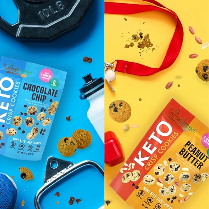 New Too Good Gourmet Low Carb Keto Snack | 2 Pack Chocolate Chip & Peanut Butter Flavor Sugar Free Cookies | Perfectly Baked | Gluten-Free | Grain-Free Keto Cookies | Zero Sugar Snacks