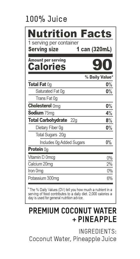 Once Upon a Coconut Pineapple Coconut Water - Natural Hydrating Low Calorie Drink with Electrolytes - No Added Sugar or Sweeteners - 10.8 fl oz (Pack of 12)