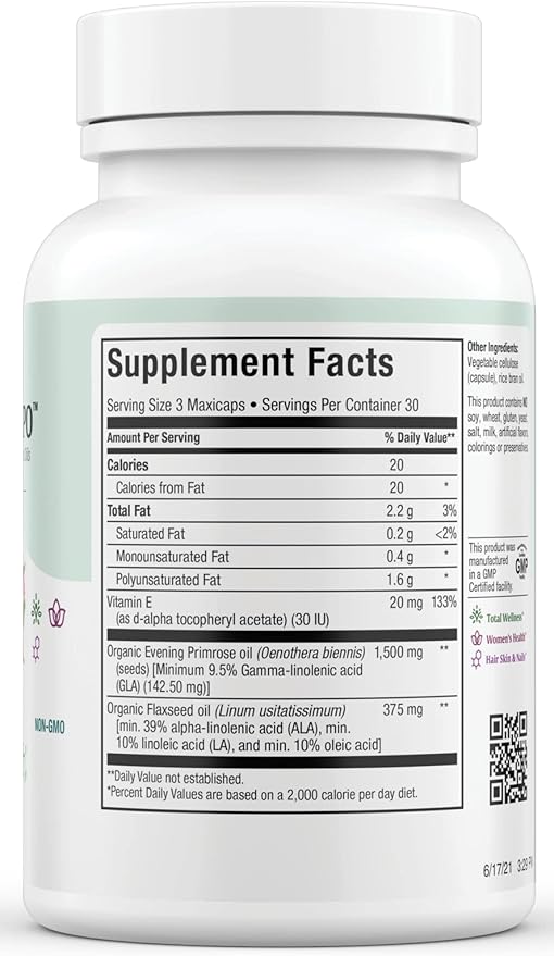 Organic Evening Primrose Oil Capsules 1500mg 90 Count