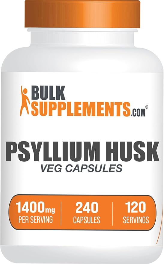 BulkSupplements.com Psyllium Husk Capsules 2 Capsules (1400mg) per 240 Veg
