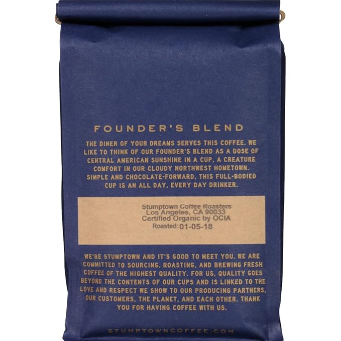 Stumptown Coffee Roasters, Medium Roast Organic Whole Bean Coffee - Founder's Blend Bag with Flavor Notes of Vanilla and Cocoa Powder, 12 Ounce (Pack of 1)