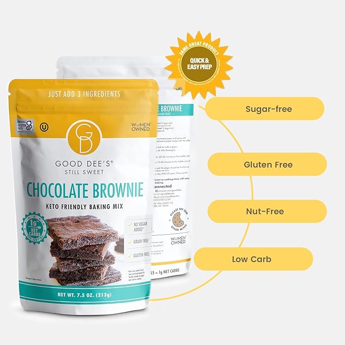 Good Dee's Chocolate Brownie Mix | Keto Baking Mix | Sugar-Free, Gluten-Free, Grain-Free, Nut-Free, Soy-Free & Low Carb Baking Mix | Diabetic, Atkins & WW Friendly (Pack of 1)