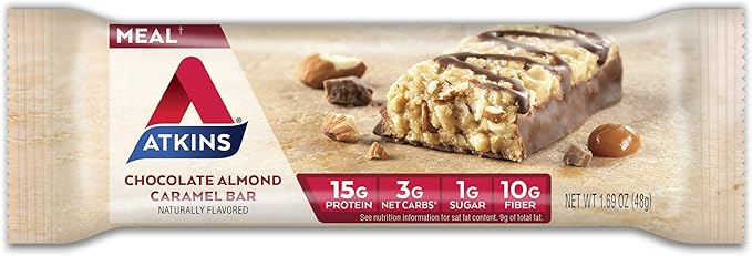 Atkins Chocolate Chip Granola Protein Meal Bar, High Fiber, 17g Protein, 12 Count and Chocolate Almond Caramel Bar, Keto-Friendly, Gluten Free with Real Almond Butter, 5 Count Bundle