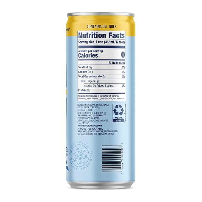 Clearly Canadian Zero Sugar Tropical Splash Sparkling Water Beverage, Zero Sugar & Zero Calories. 1 Case (24 cans x 12 fl oz)