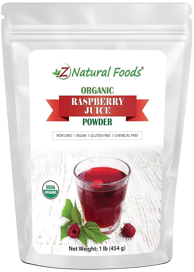 Organic Red Raspberry Juice Powder - Superfood Berry Supplement - Mix In Drinks, Shakes, Smoothies, Cakes, Cooking & Baking Recipes - Non GMO, Gluten Free, Vegan, Kosher - 1 lb