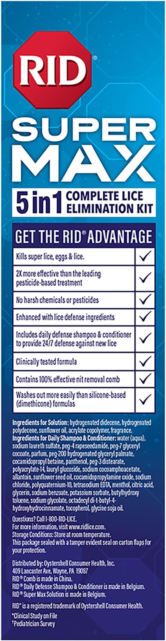 RID Super Max Lice Treatment Kit, 24/7 Lice 3.4 FL 6.8 FL
