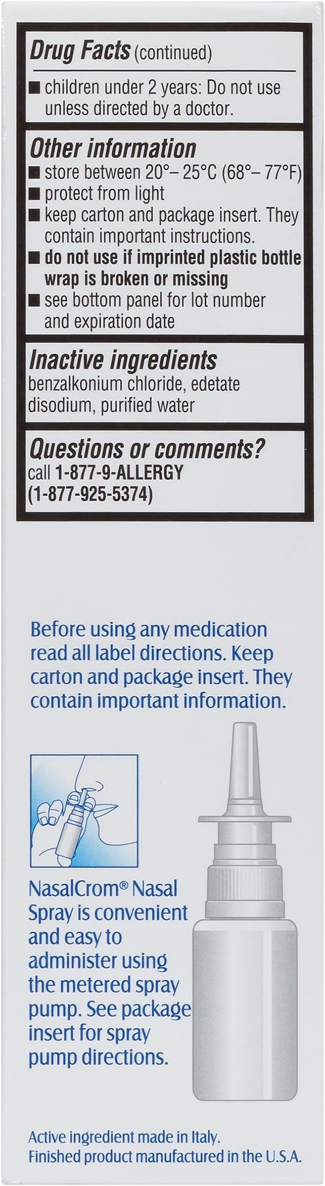 NasalCrom Nasal Spray Allergy Symptom Controller | 200 Sprays | .88 FL OZ (2 Pack)