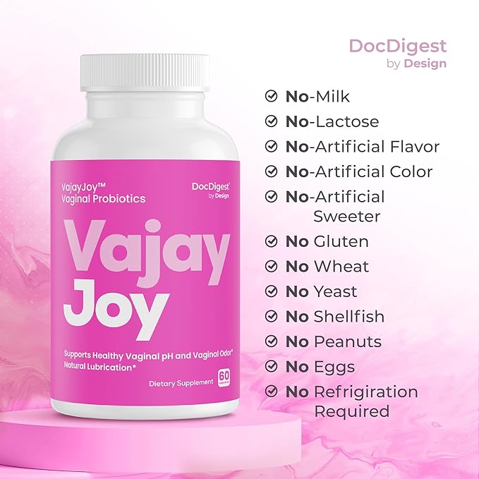 VajayJoy pH Balance Pills -Womens Vaginal Probiotic for pH Regulation, Clinically Shown to Restore pH Equilibrium and Natual Lubrication- Reduces BV, Yeast Infections and Odor