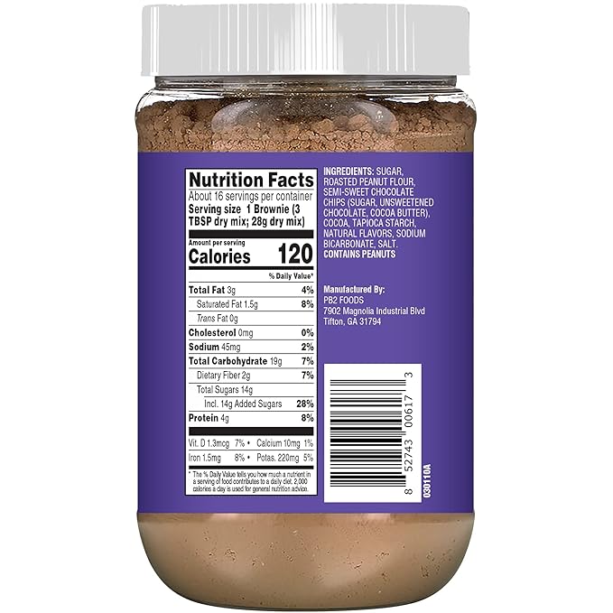 PB2 Pantry Chocolate Chip Cookie and Brownie Mix, Gluten Free, Non-GMO, 4g Protein Per Cookie, Vegan (2 Jars - 16 Oz Each)