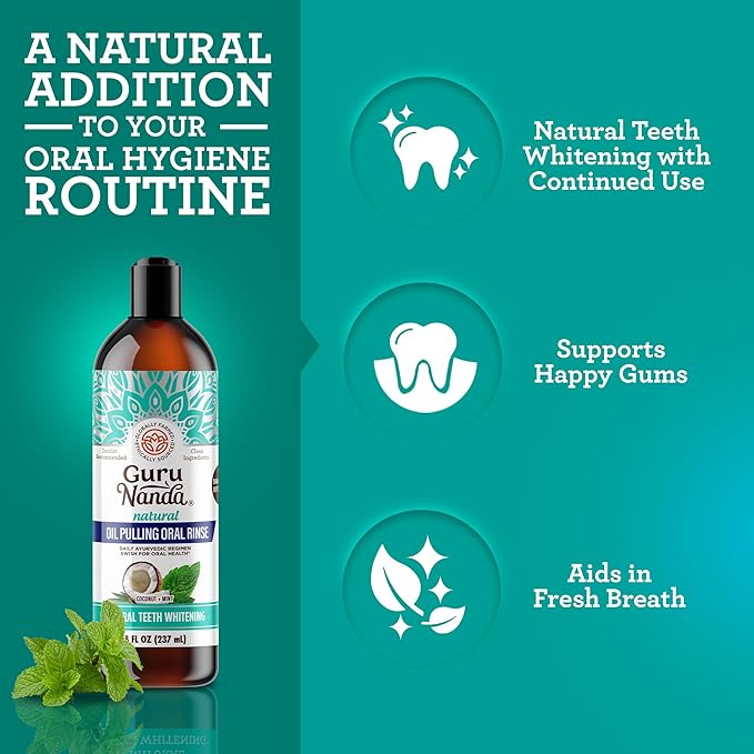 GuruNanda Coconut Oil Pulling, Fresh Breath 7 Essential 8 oz
